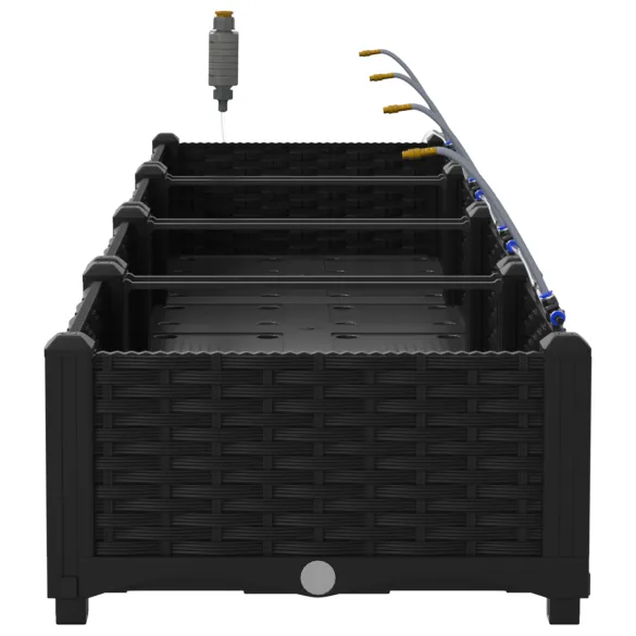 Jardiniere Grădină cu Sistem Irigație 4 buc | Negru