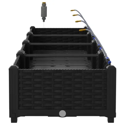 Jardiniere Grădină cu Sistem Irigație 4 buc | Negru