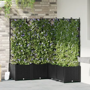 Ghiveci Grădină cu Trellis Negru 120x120x143 cm - Comandă Acum