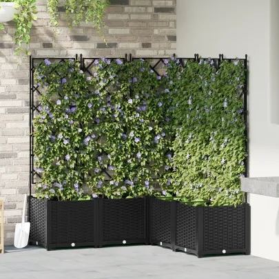 Ghiveci Grădină cu Trellis Negru 120x120x143 cm - Comandă Acum