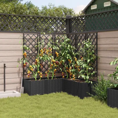 Ghiveci Grădină cu Trellis Negru 120x120x143 cm - Comandă Acum