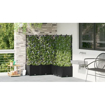 Ghiveci Grădină cu Trellis Negru 120x120x143 cm - Comandă Acum