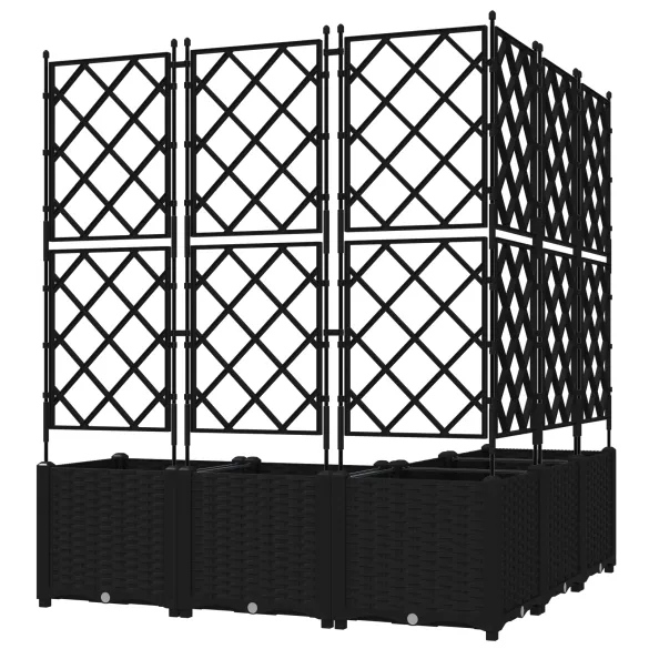 Ghiveci Grădină cu Trellis Negru 120x120x143 cm - Comandă Acum
