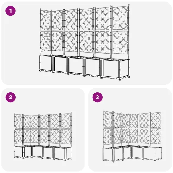 Ghiveci Grădină cu Trellis Negru 120x120x143 cm - Comandă Acum