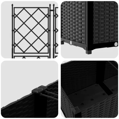 Ghiveci Grădină cu Trellis Negru 120x120x143 cm - Comandă Acum