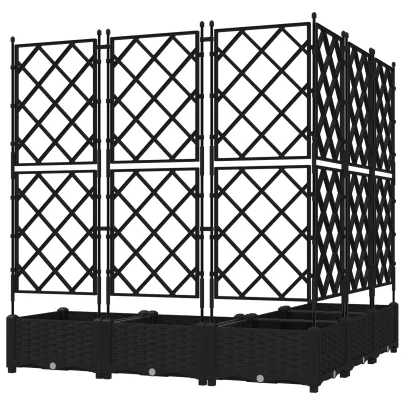 Ghiveci Grădină cu Trelis Negru | Livrare Gratuită