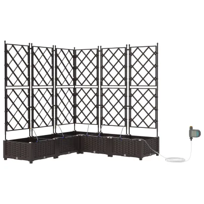 Jardiniere cu Sistem Irigare 5 Piese Maro - Livrare Gratuită