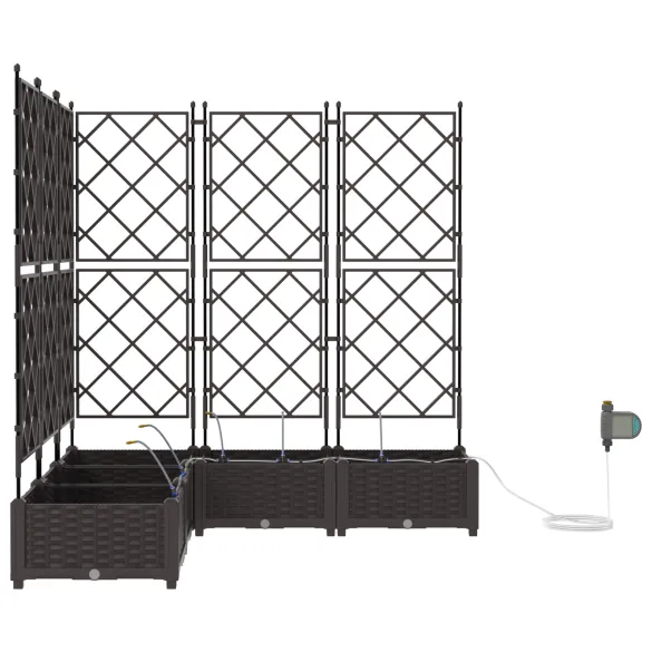 Jardiniere cu Sistem Irigare 5 Piese Maro - Livrare Gratuită