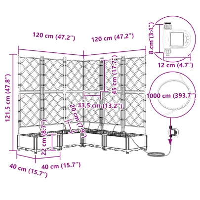 Jardiniere cu Sistem Irigare 5 Piese Maro - Livrare Gratuită