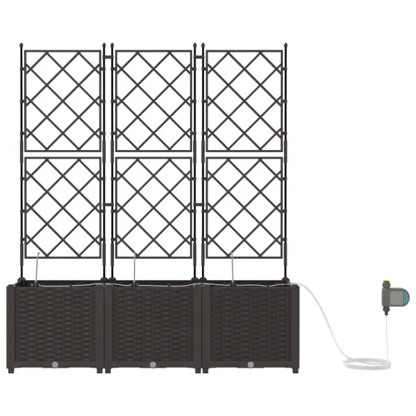 Jardiniere cu Irigație Automată 3 buc Brown - Livrare Gratuită