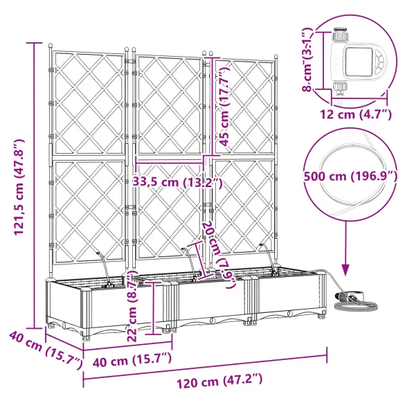 Jardiniere cu Irigare 3 Rafturi Maro - Grădinărit Simplu