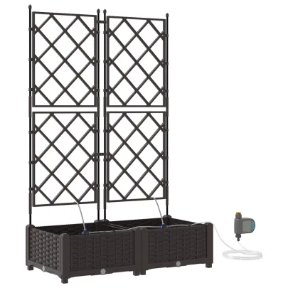 Jardiniere cu Irigare Auto - 2 Bucăți, Maro | Livrare Gratuită