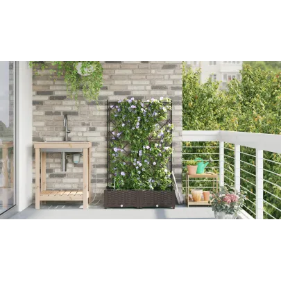 Jardiniere cu Irigare Auto - 2 Bucăți, Maro | Livrare Gratuită