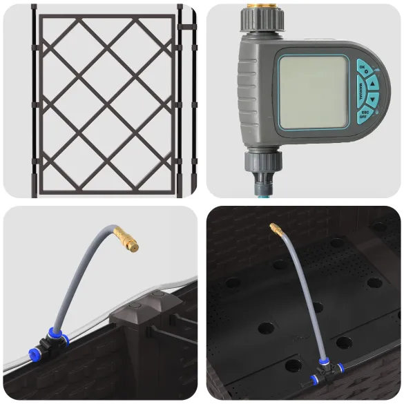 Jardiniere cu Irigare Auto - 2 Bucăți, Maro | Livrare Gratuită