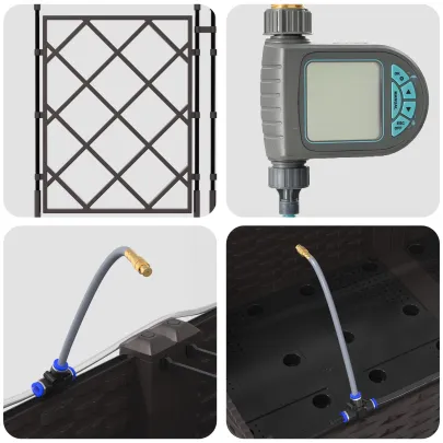 Jardiniere cu Irigare Auto - 2 Bucăți, Maro | Livrare Gratuită