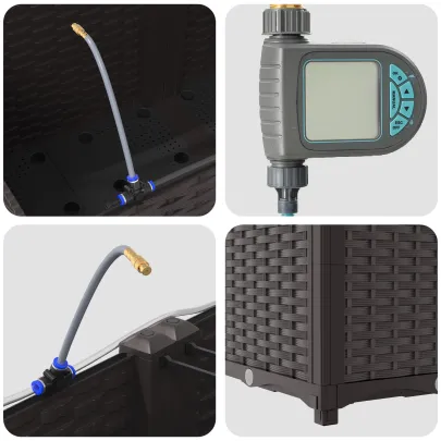 Jardiniere cu Irigare Automată 3 buc - Maro | Livrare Gratuită