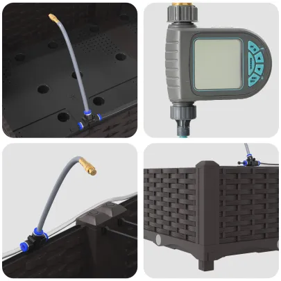 Jardiniere cu Sistem Irigație 4 Secțiuni Maro | Livrare Gratuită