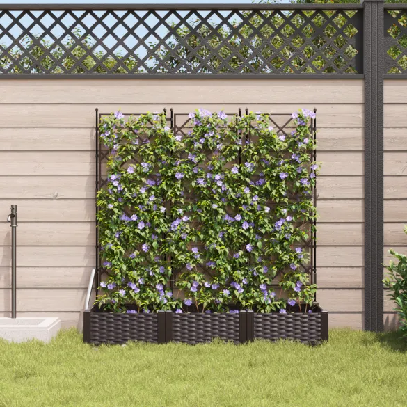 Ghiveci Grătar 3 piese Maro 120x40x125.5 cm - Livrare Gratuită