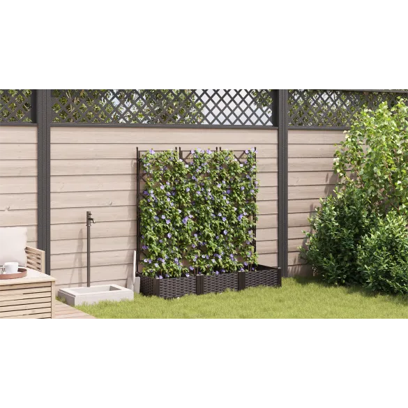 Ghiveci Grătar 3 piese Maro 120x40x125.5 cm - Livrare Gratuită