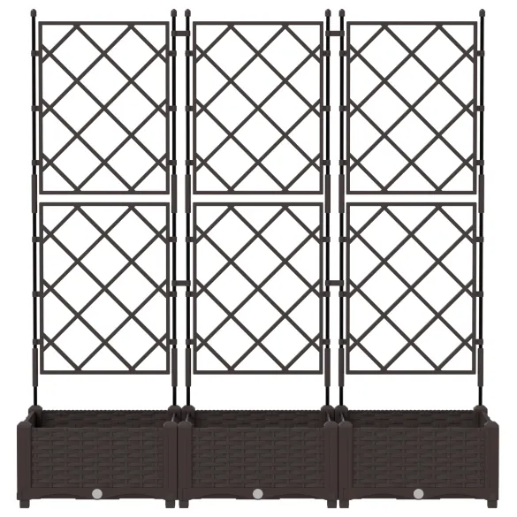 Ghiveci Grătar 3 piese Maro 120x40x125.5 cm - Livrare Gratuită