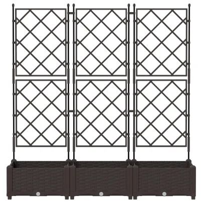 Ghiveci Grătar 3 piese Maro 120x40x125.5 cm - Livrare Gratuită