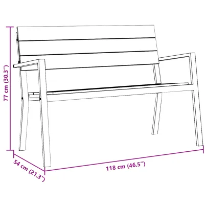 Bancă grădină rezistentă WPC și oțel - Livrare gratuită