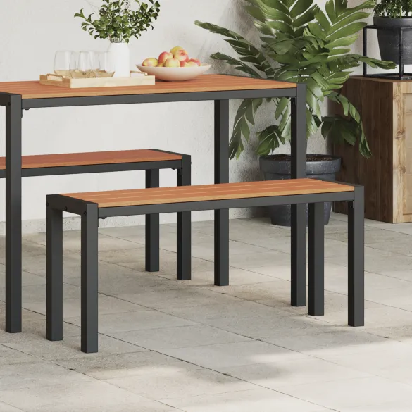 Bancă Grădină 100 cm - Oțel și WPC, Maro-Negru | Livrare Gratuită