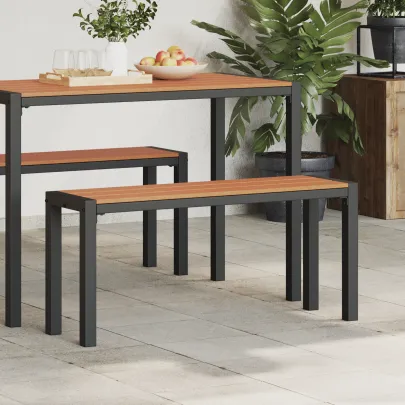 Bancă Grădină 100 cm - Oțel și WPC, Maro-Negru | Livrare Gratuită