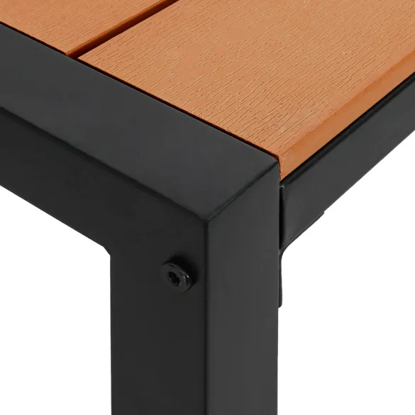 Bancă Grădină 100 cm - Oțel și WPC, Maro-Negru | Livrare Gratuită