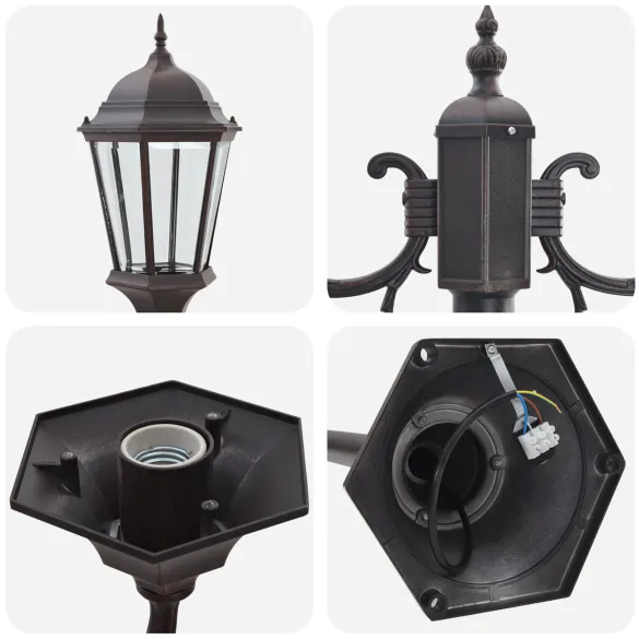 Stâlp Iluminat Grădină 220 cm Bronz cu 2 Lămpi E27