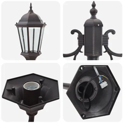 Stâlp Iluminat Grădină 220 cm Bronz cu 2 Lămpi E27