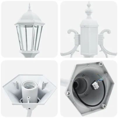 Stâlp Iluminat Exterior 2 Lămpi E27 Alb | Livrare Gratuită