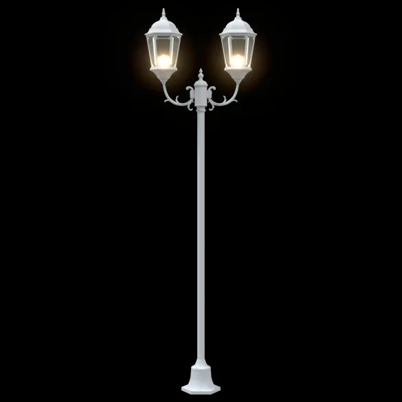 Stâlp Iluminat Exterior 2 Lămpi E27 Alb | Livrare Gratuită