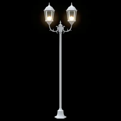 Stâlp Iluminat Exterior 2 Lămpi E27 Alb | Livrare Gratuită