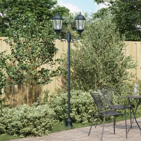 Stâlp Iluminat Grădină Solar cu 2 Lămpi E27 | Verde 220 cm