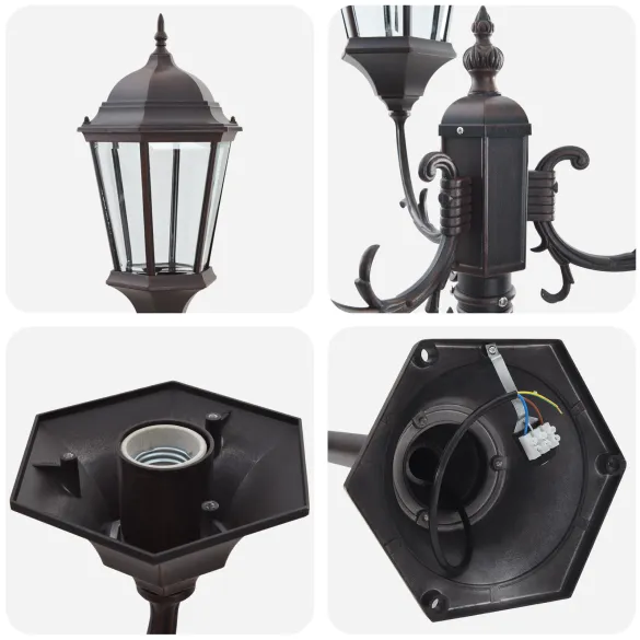 Stâlp Iluminat Exterior 3 Lămpi Bronz | Livrare Gratuită