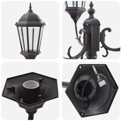 Stâlp Iluminat Exterior 3 Lămpi Bronz | Livrare Gratuită