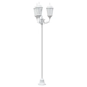 Stâlp Iluminat Exterior 3 Lămpi E27 | Alb 220 cm 2