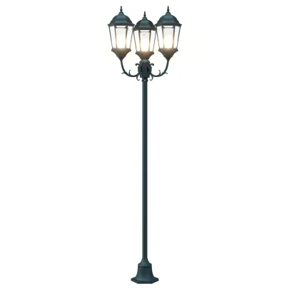 Stâlp iluminat exterior cu 3 lămpi E27 | Verde 220 cm