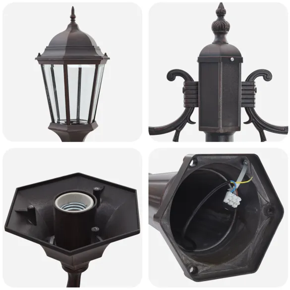 Stâlp Iluminat Grădină Bronz 235 cm cu 2 Lămpi E27 | vidaXL