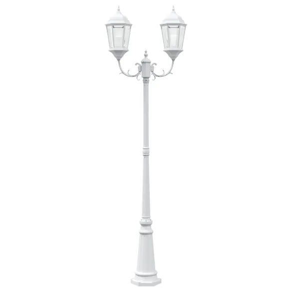 Stâlp de Lumini Grădină 2-Lămpi E27, Alb | 235 cm | Aluminiu Stâlp de Lumini Grădină 2-Lămpi E27, Alb | 235 cm | Aluminiu
