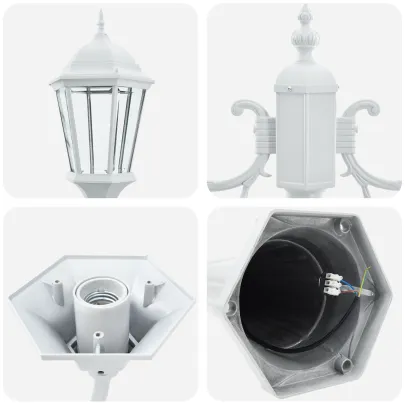 Stâlp de Lumini Grădină 2-Lămpi E27, Alb | 235 cm | Aluminiu