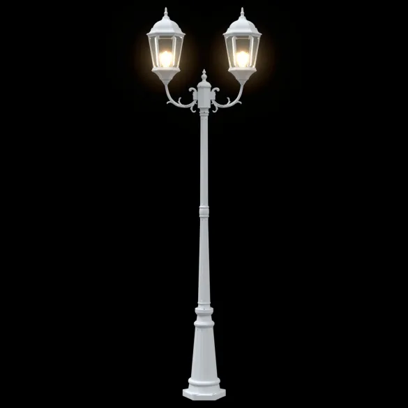 Stâlp de Lumini Grădină 2-Lămpi E27, Alb | 235 cm | Aluminiu Stâlp de Lumini Grădină 2-Lămpi E27, Alb | 235 cm | Aluminiu