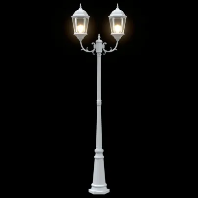 Stâlp de Lumini Grădină 2-Lămpi E27, Alb | 235 cm | Aluminiu