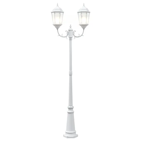 Stâlp de Lumini Grădină 2-Lămpi E27, Alb | 235 cm | Aluminiu Stâlp de Lumini Grădină 2-Lămpi E27, Alb | 235 cm | Aluminiu