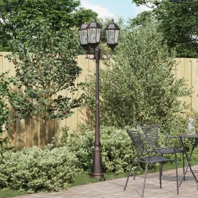 Stâlp Lumină Grădină 3 Lămpi Bronz Aluminiu | vidaXL