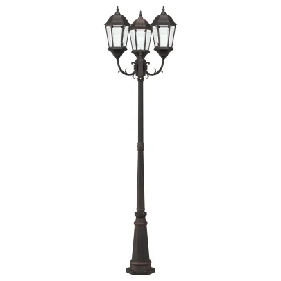 Stâlp Lumină Grădină 3 Lămpi Bronz Aluminiu | vidaXL