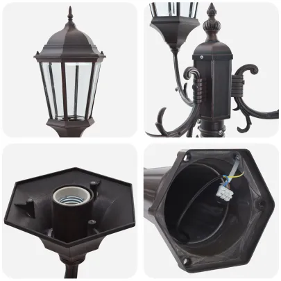 Stâlp Lumină Grădină 3 Lămpi Bronz Aluminiu | vidaXL