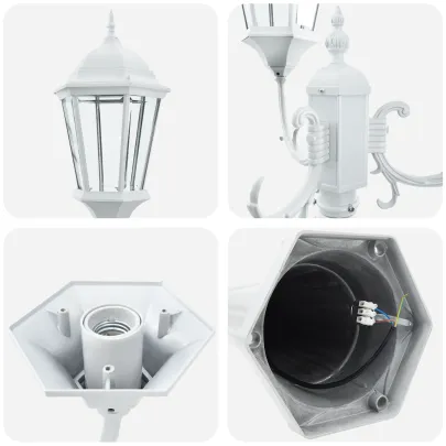 Stâlp Iluminat Grădină 3 Lămpi E27 Alb Aluminiu | vidaXL