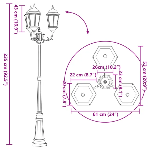 Stâlp Iluminat Grădină 3 Lămpi E27 Alb Aluminiu | vidaXL